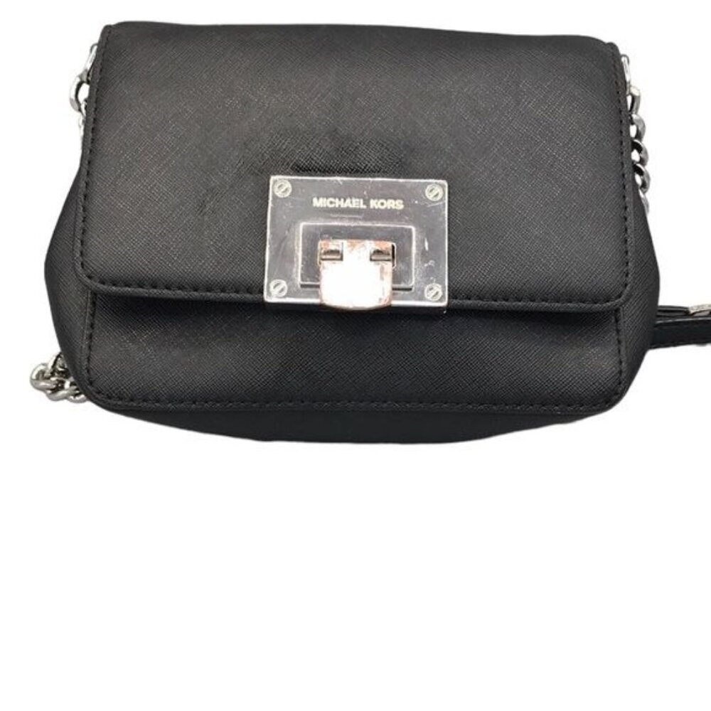 Michael Kors Tina Small Leather Crossbody Bag Black Minor Flaws